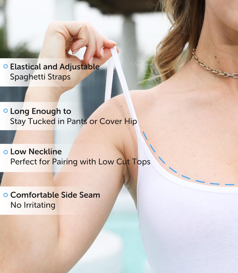 Comfneat Women's 4-Pack Slim-Fit Camisoles Cotton Adjustable Spaghetti Strap Top Underwear (Color-Set-2 4-Pack, L) - Image 3